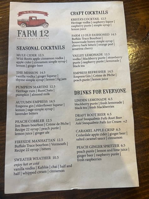 Menu At Farm 12 Restaurant Puyallup