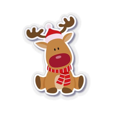 Christmas Rudolph Deer Reindeer Sticker Red Nosed Reindeer Etsy