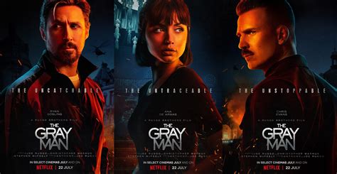 The Gray Man posters feature Ryan Gosling, Chris Evans and Ana de Armas