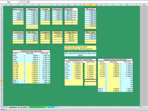 Residential Load Calculation Worksheets