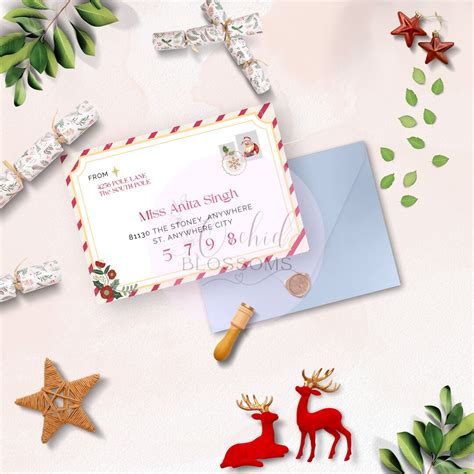 Santa Letter Envelopes North Pole Stamp Envelope Custom Santa Cash Envelope Mail From Santa