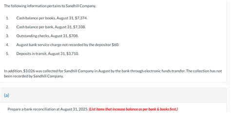 Solved The Following Information Pertains To Sandhill Chegg