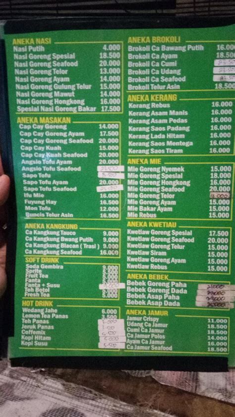 Menu At Warung Lesehan Mbak Tin Restaurant Purworejo Jl Lingkar Selatan