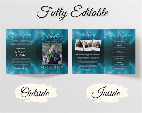Dark Blue Funeral Program Template 4 Page Funeral Program Funeral