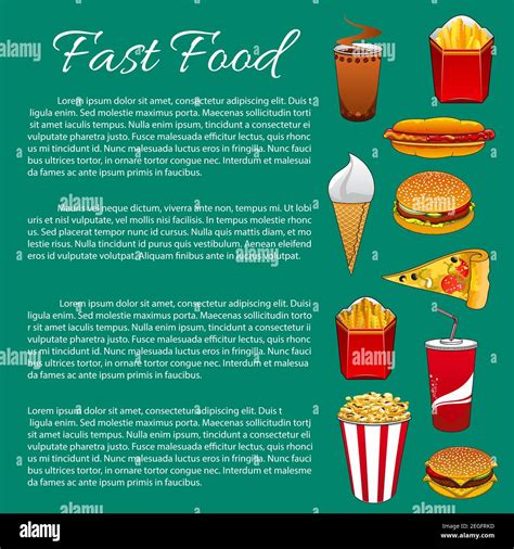 Fast Food Poster Template On Fastfood Meals Nutrition Vector Nutrition