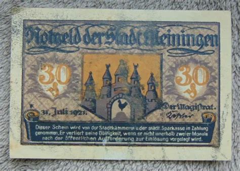 Geldscheine Gutschein Ber Pfennig Stadt Meiningen Jahr Eur