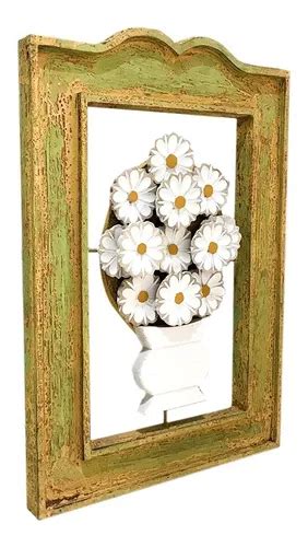 Quadro Madeira Rustico Vaso Flores X Tiradentes Parcelamento