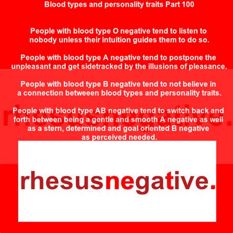 Blood Types And Personality Traits Part 100 Rhesus Negative