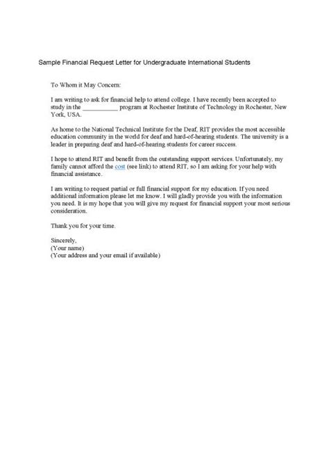 Letter Pdf Sample Financial Request Letter For Undergraduate