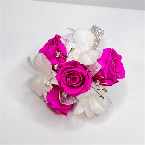 Forever Corsage - Hot Pink & White Preserved Roses & Orchids :: Ashland ...