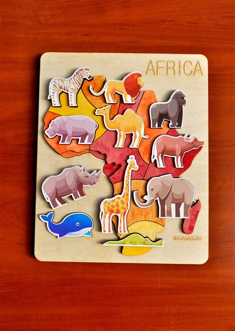 Puzzle Africa Montessori Puzzle Africa Puzzle Map Puzzle Etsy