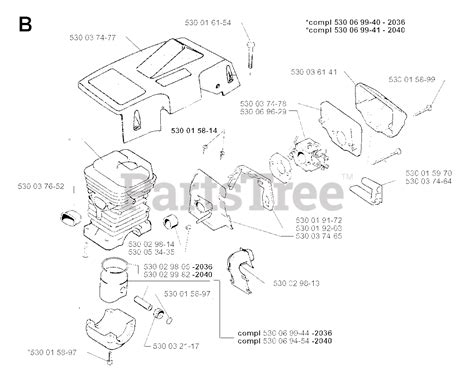 Jonsered 2036 Jonsered Chainsaw 2002 01 CYLINDER PISTON Parts