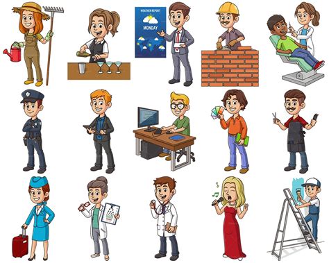 72 People Exercising Professions Vector Clip Art Bundle Friendlystock