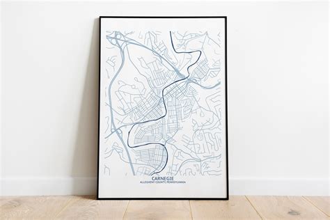 Carnegie PA Map Pittsburgh Map Company - Etsy