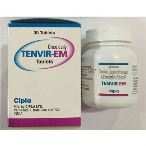 Tenvir EM Tablets Pack 30s Tenofovir 300mg Emtricitabine 200mg