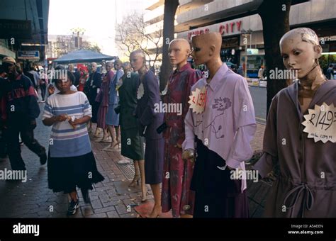 Row Of Mannequins On Pavement Johannesburg South Africa Stock Photo