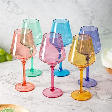 Unbreakable Colored Stemmed Wine Glasses Made From Shatterproof Tritan Bpa Free Plastic