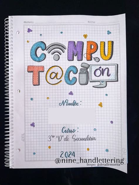 Portada de Computación Portada para cuaderno Carátula de