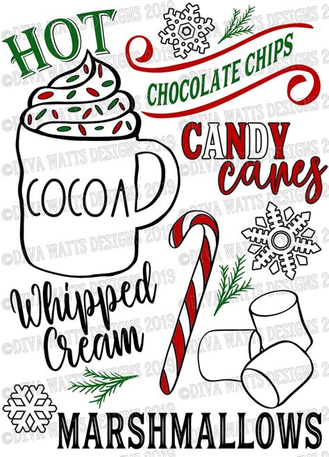 SVG Hot Cocoa Bar Christmas Cutting File Marshmallows Etsy