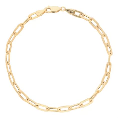 Pulsera Pulso Esclava Oro 10k Kilates Paperclip 18cm 4mm