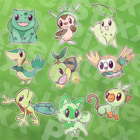 Grass Pokemon Starters Sticker Set pack of 9 - Etsy