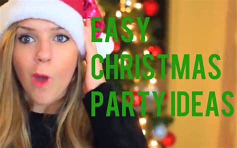 A Woman Wearing A Santa Hat With The Words Easy Christmas Party Ideas