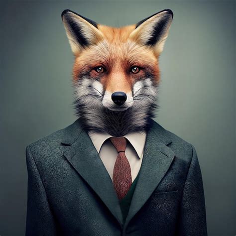 Premium Photo Fox In Business Suit Portrait Generative Ai