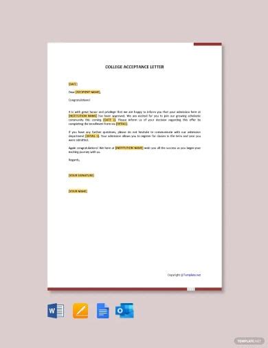 Harvard Acceptance Letter Template