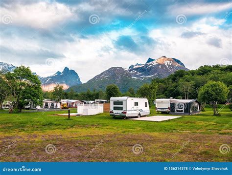 Camping site in Norway stock photo. Image of nordic - 156314578