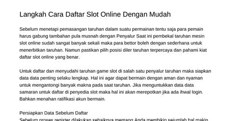 Langkah Taktik Daftar Slot Online Dengan Mudahgfpknpdfpdf Docdroid