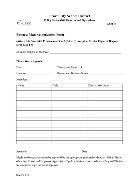 Fillable Online F Business Meal Authorization Form Fax Email