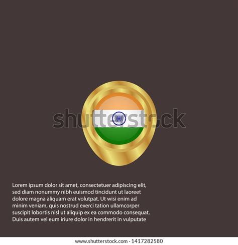 Gold Map Pin India Circle Flag Stock Vector Royalty Free 1417282580