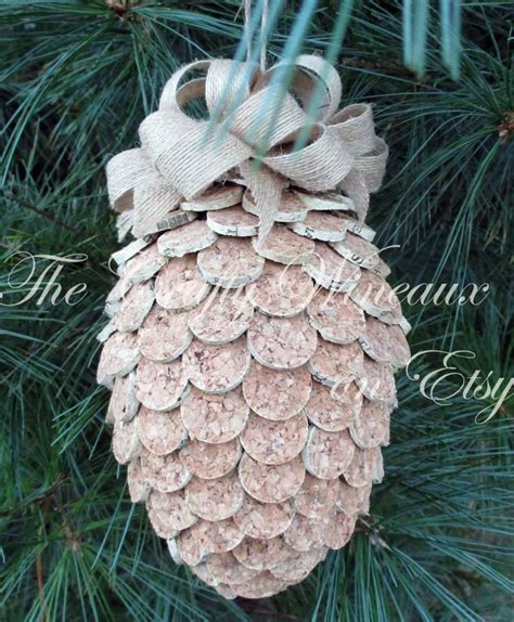 Large Wine Cork Pine Cone Christmas Ornament Pineapple Etsy Wine