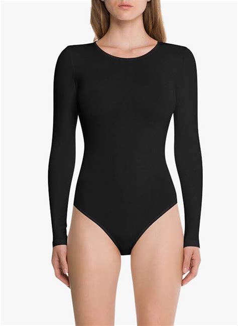 Round Neck Cotton Blend Body Black Wolford Women Place Des Tendances