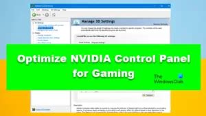 Optimize Nvidia Control Panel Settings For Gaming Performance