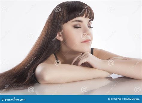 Cute Caucasian Female Brunette With Long Hair And Soft Skin Stock Photo Image Of Lady Skin