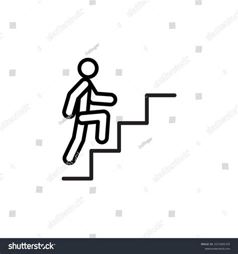 Man Climbing Stairs Icon On White Stock Vector Royalty Free