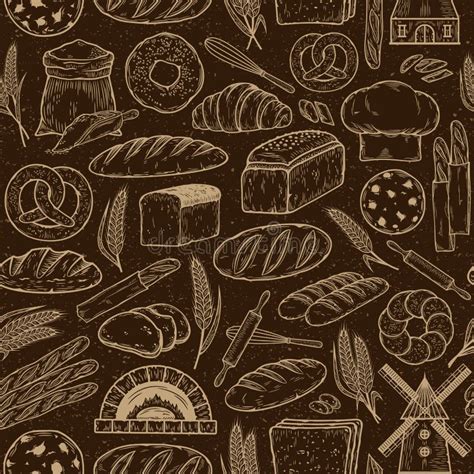 Bakery Seamless Pattern Stock Vector Illustration Of Bagel