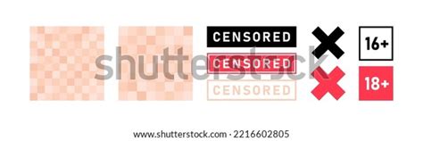 Set Pixel Censored Signs Elements Black Stock Vector Royalty Free