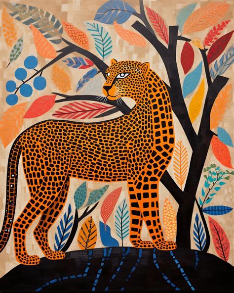 Paint By Number Leopard Gond Painting Style Diy Painting On