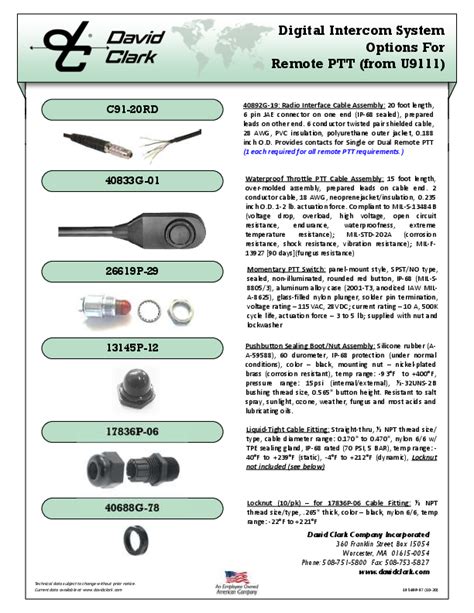 Digital Intercom System Options For Remote Ptt By David Clark Company