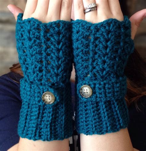 Crochet Fingerless Gloves Lacey but warm Wrist Warmers Crochet Winter ...