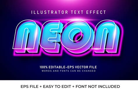 Neon Vector Text Effect Actions Design Bundles