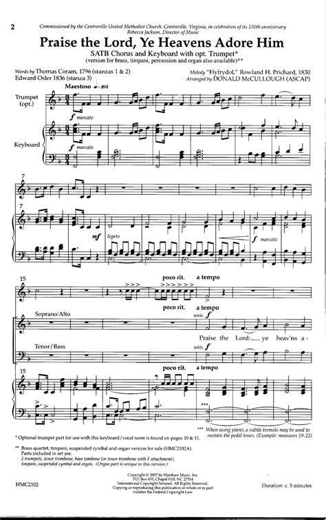 Praise The Lord Ye Heavens Adore Him Satb J W Pepper Sheet Music