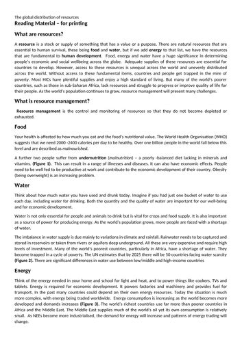 Aqa Gcse Geography Resource Management Teaching Resources
