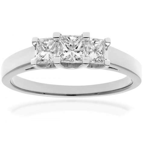 SPARKLD 18ct White Gold Four Claw J SI Certified Princess Cut 0 75ct