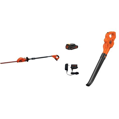 Black Decker 20v Max Cordless Pole Hedge Trimmer 18 Inch Lpht120 And 20v Max Lithium Sweeper