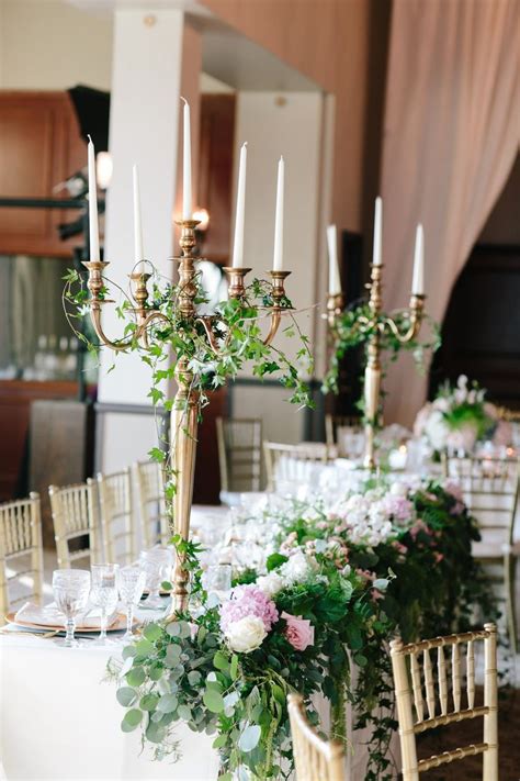 Gold Candelabra With Ivy Wedding Table Centerpieces Wedding