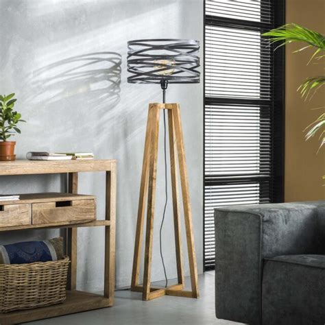 Landelijke Vloerlamp Wikkel Houten Kruisframe Lampenconcurrent Nl