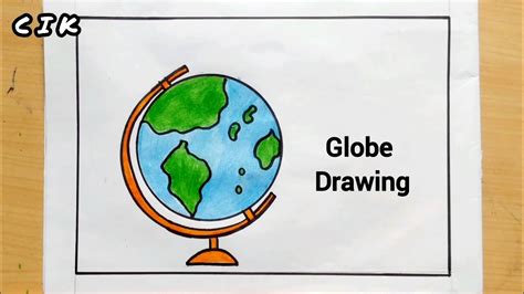 How To Draw A Globe Step By Step Easy I Globe Drawing World Map